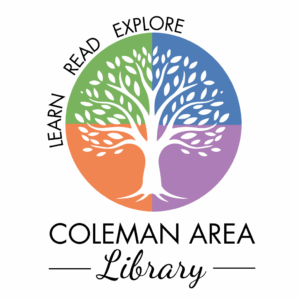 Coleman Area Library logo of tree in colored circle