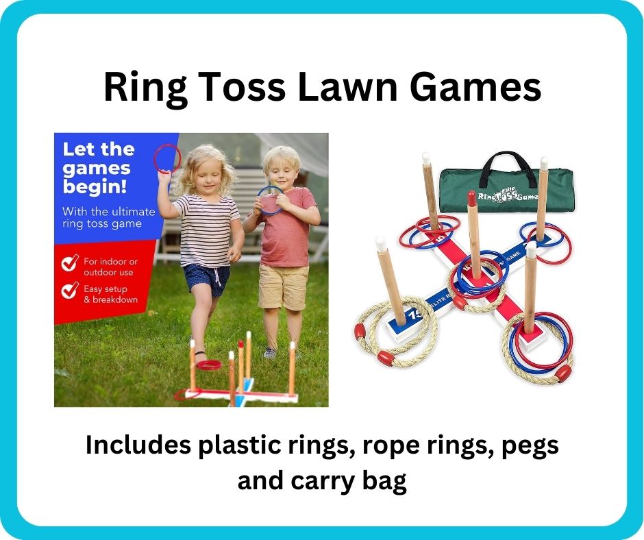 Ring toss lawn game available at the Coleman Area Library